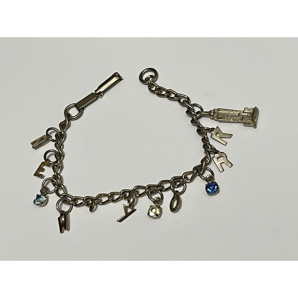 New York City Empire State Building Blue Teal‎ Aqua Charm Bracelet